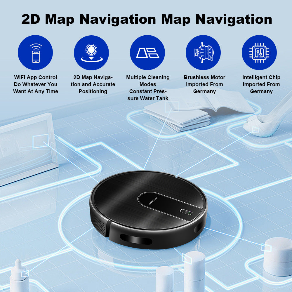AI robot vacuum cleaner with smart navigation and self-charging system