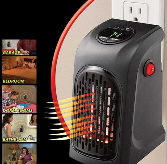 Portable electric wall heater with adjustable thermostat for energy-efficient indoor heating