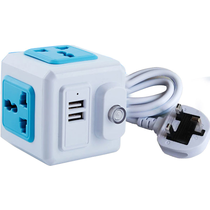 European standard power cube socket compact multi-outlet extension with USB charging ports