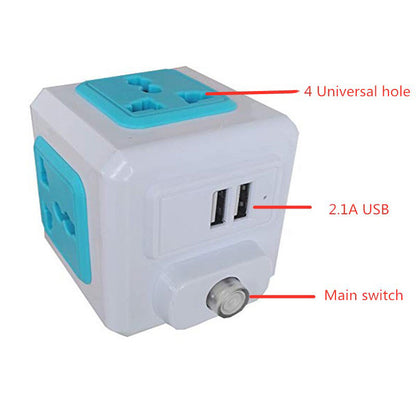European standard power cube socket compact multi-outlet extension with USB charging ports