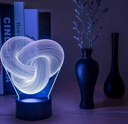 Twist abstract LED 3D night light with touch control modern decorative lamp for bedroom and living room