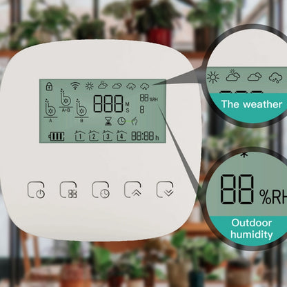 Rechargeable smart sprinkler timer with WiFi irrigation control and mobile app compatibility